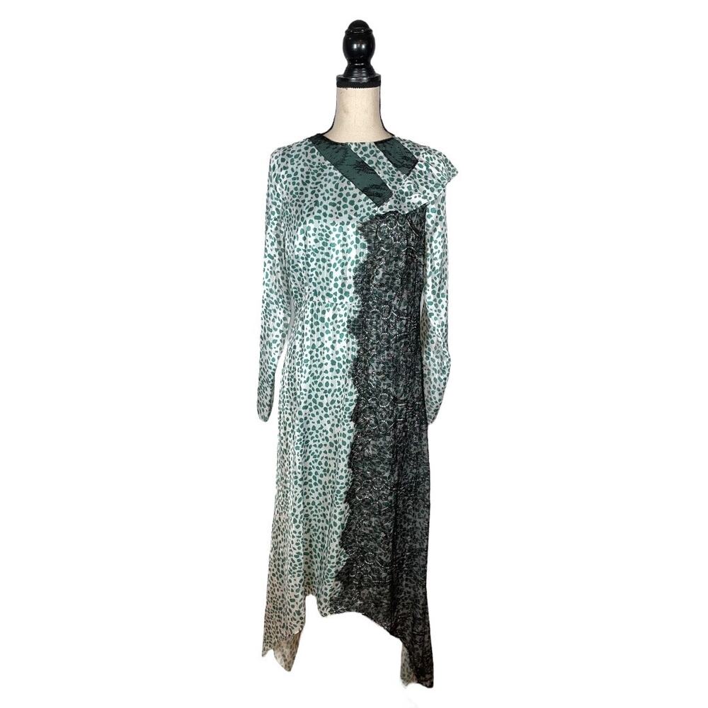 NEW $239 Front Row by Sara & Goldy Green Animal Print Lace Dress      Size: M